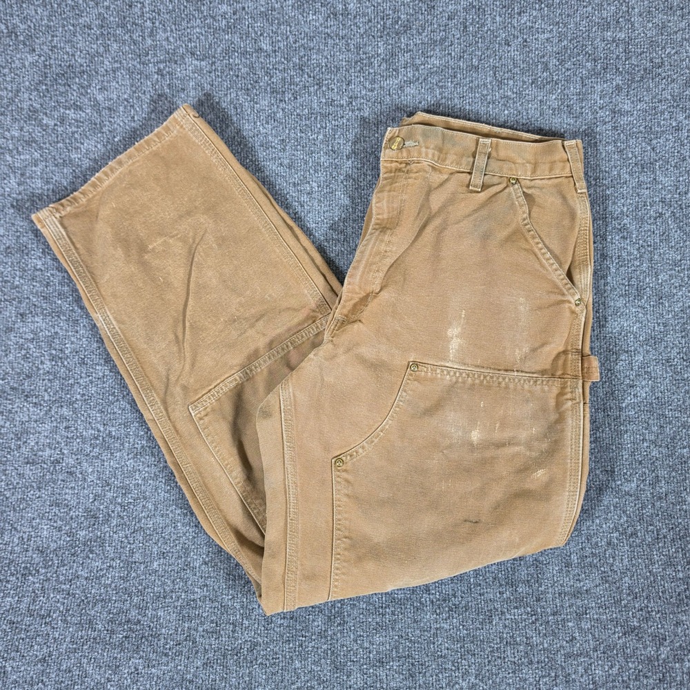 Carhartt B01-BRN Mens 36x34 Brown Double Knee Duck Canvas Work Pants Made in USA